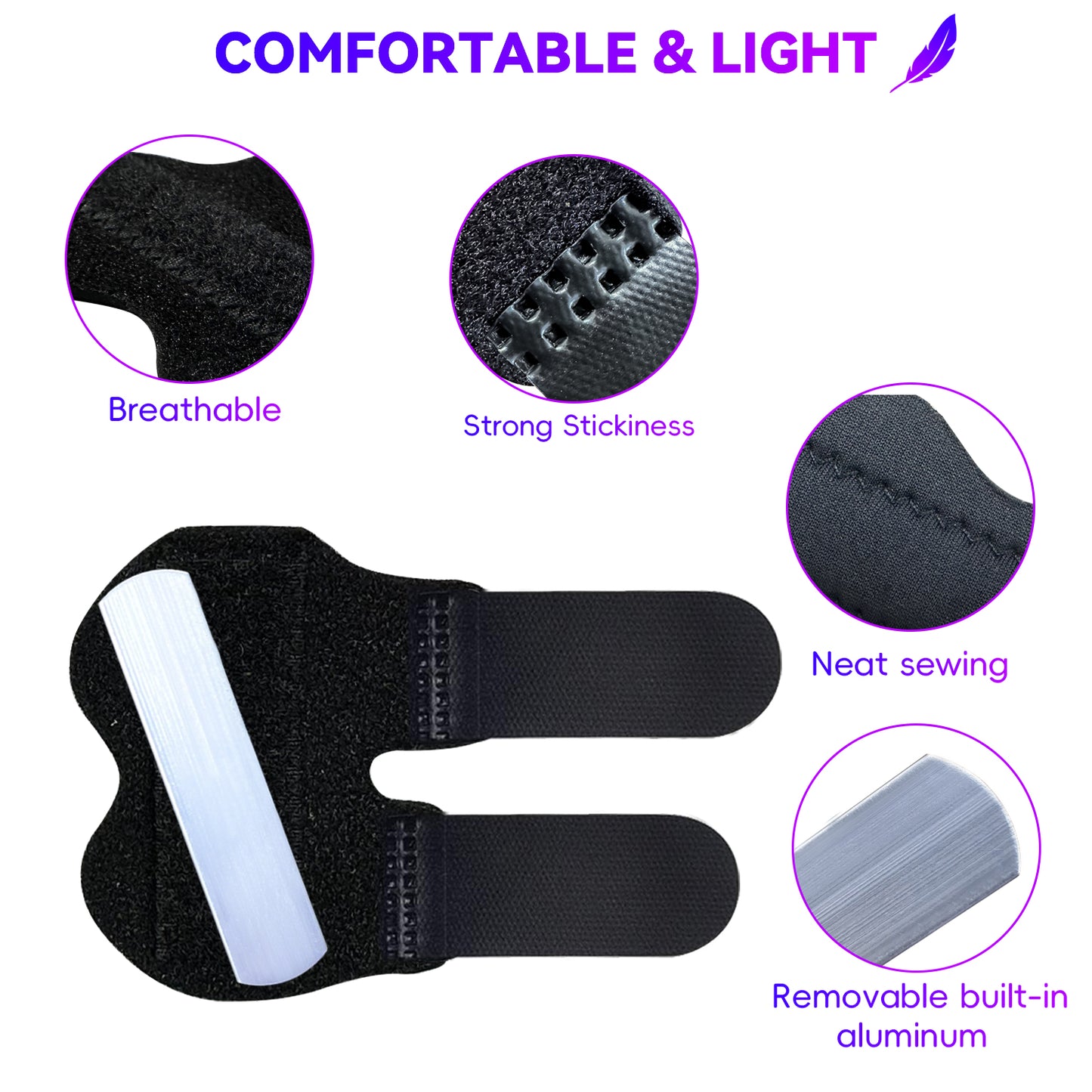 2 PCS Small Finger Splint, Adjustable Trigger Finger Splint, Straightener for Broken Strained Arthritis for Pinky, Index Splints for Teenagers and Women (Black)