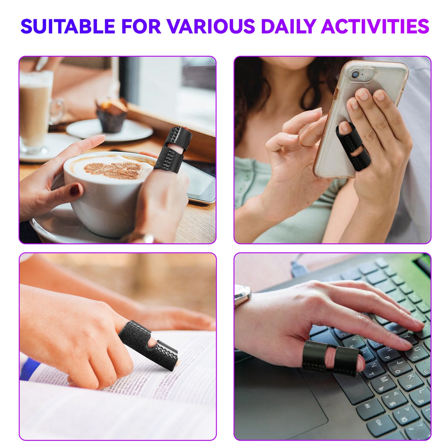 2 PCS Small Finger Splint, Adjustable Trigger Finger Splint, Straightener for Broken Strained Arthritis for Pinky, Index Splints for Teenagers and Women (Black)