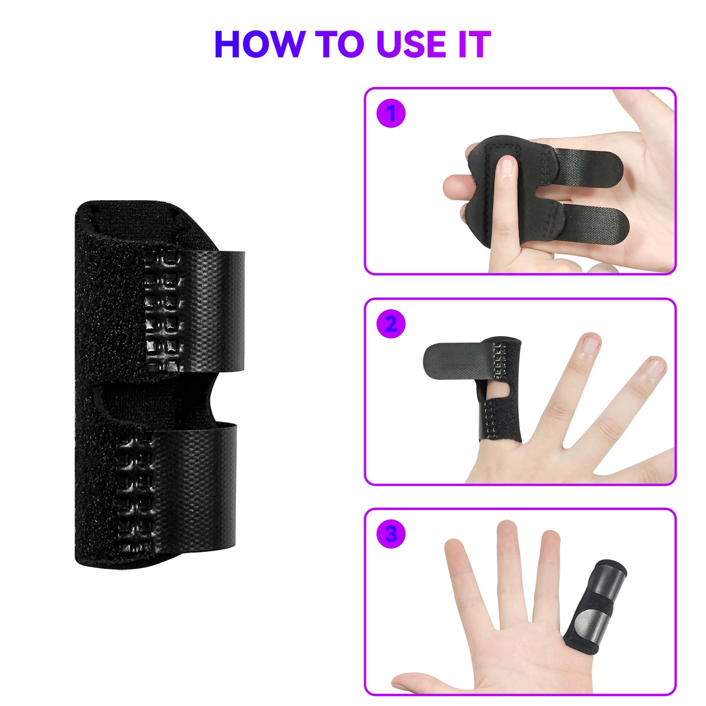 2 PCS Small Finger Splint, Adjustable Trigger Finger Splint, Straightener for Broken Strained Arthritis for Pinky, Index Splints for Teenagers and Women (Black)
