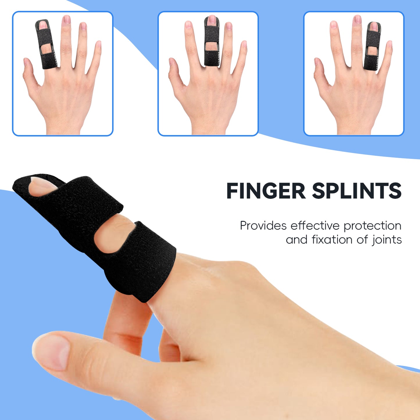 Bozenu Finger Splint, Universal Trigger Finger Brace for Broken/Arthritis Pain and Sprain Relief, Splints for Middle, Index, Ring (2 Pack,Black)