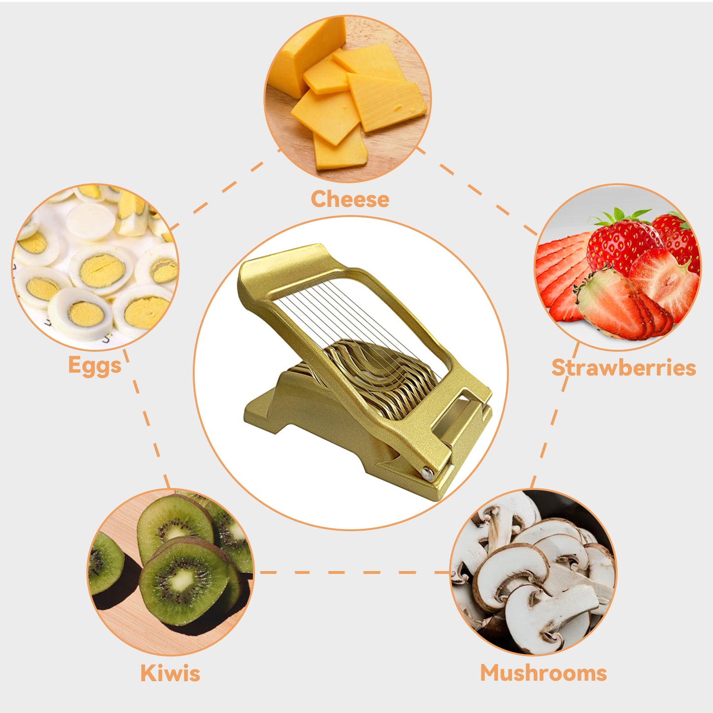 Egg Slicer for Hard Boiled Eggs Heavy Duty, Egg Cutter for Soft Fruit Food Mushroom Gold
