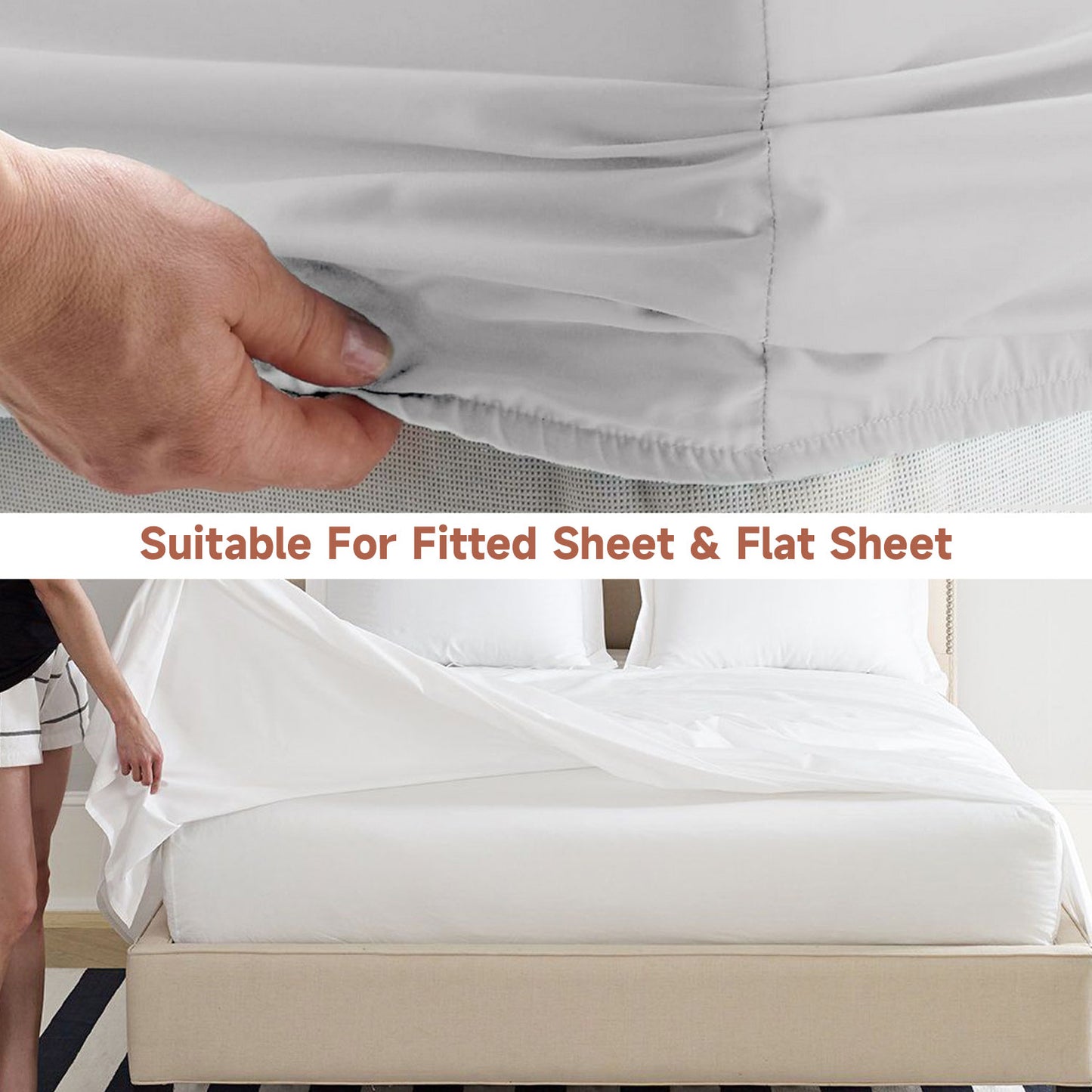 Bozenu Bed Sheet Straps, Upgrade Fitted Bed Sheet Holders for Corners, Non Slip Sheet Clips Grey 4Pcs