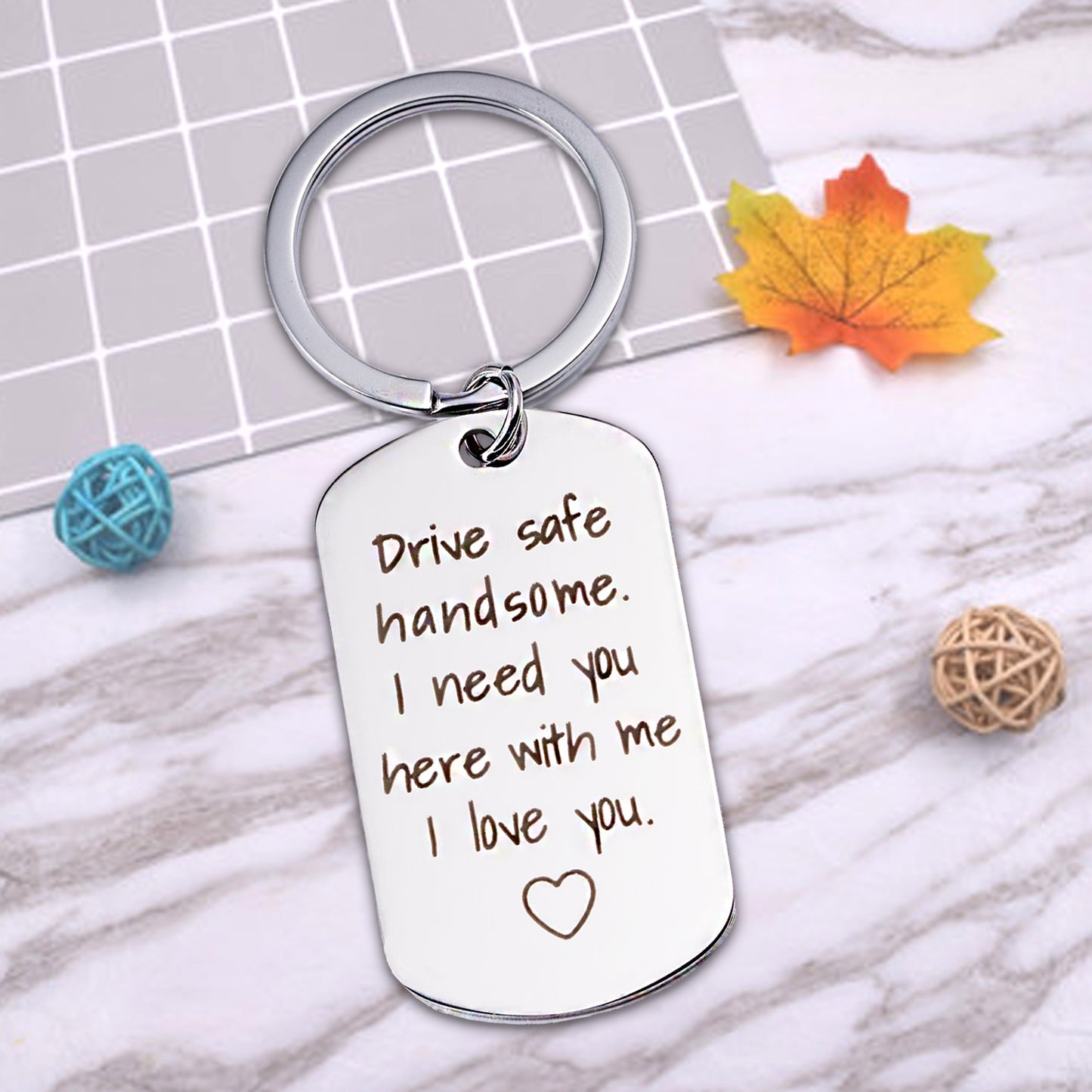 Drive Safe Keychain Gifts for Boyfriend I Love You Gifts for Him Husband Birthday Anniversary Couples Keychains Gifts