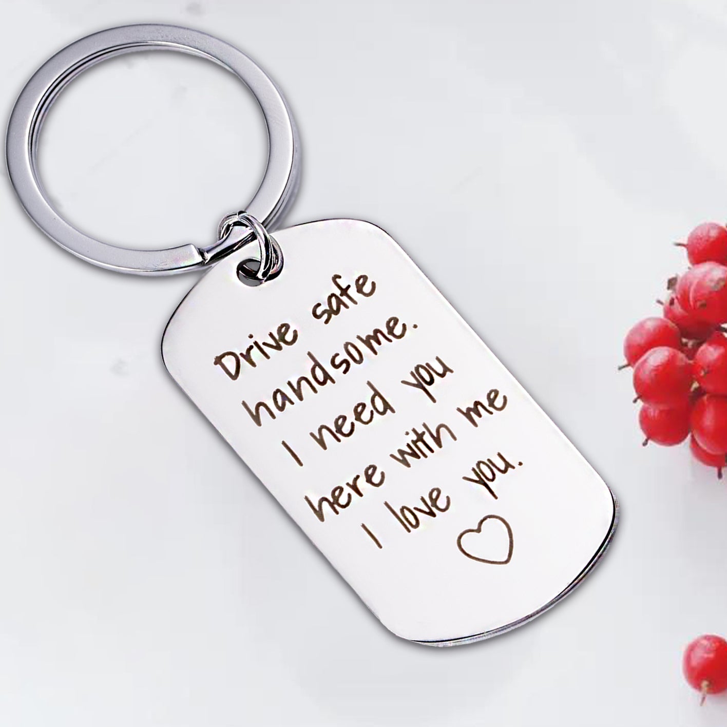 Drive Safe Keychain Gifts for Boyfriend I Love You Gifts for Him Husband Birthday Anniversary Couples Keychains Gifts