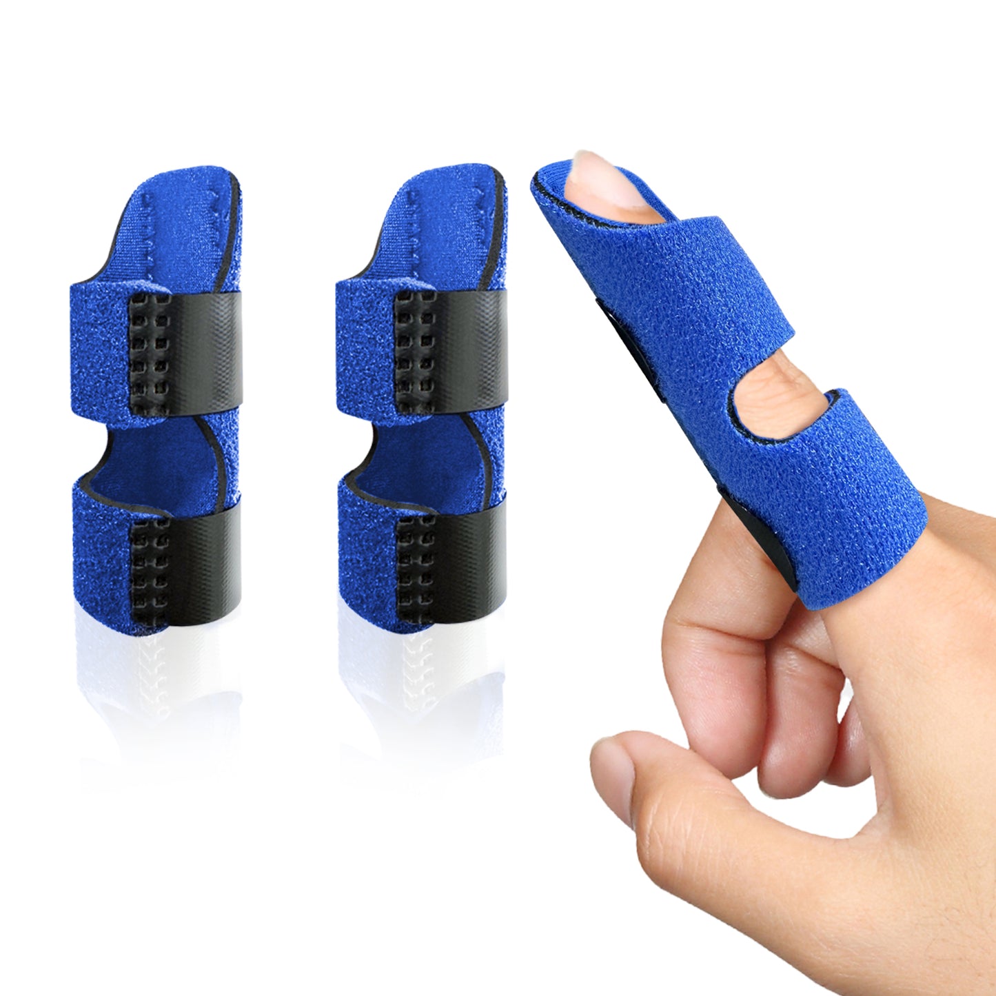 Bozenu Finger Splint, Universal Trigger Finger Brace for Broken/Arthritis Pain and Sprain Relief, Splints for Middle, Index, Ring (2 Pack,Blue)