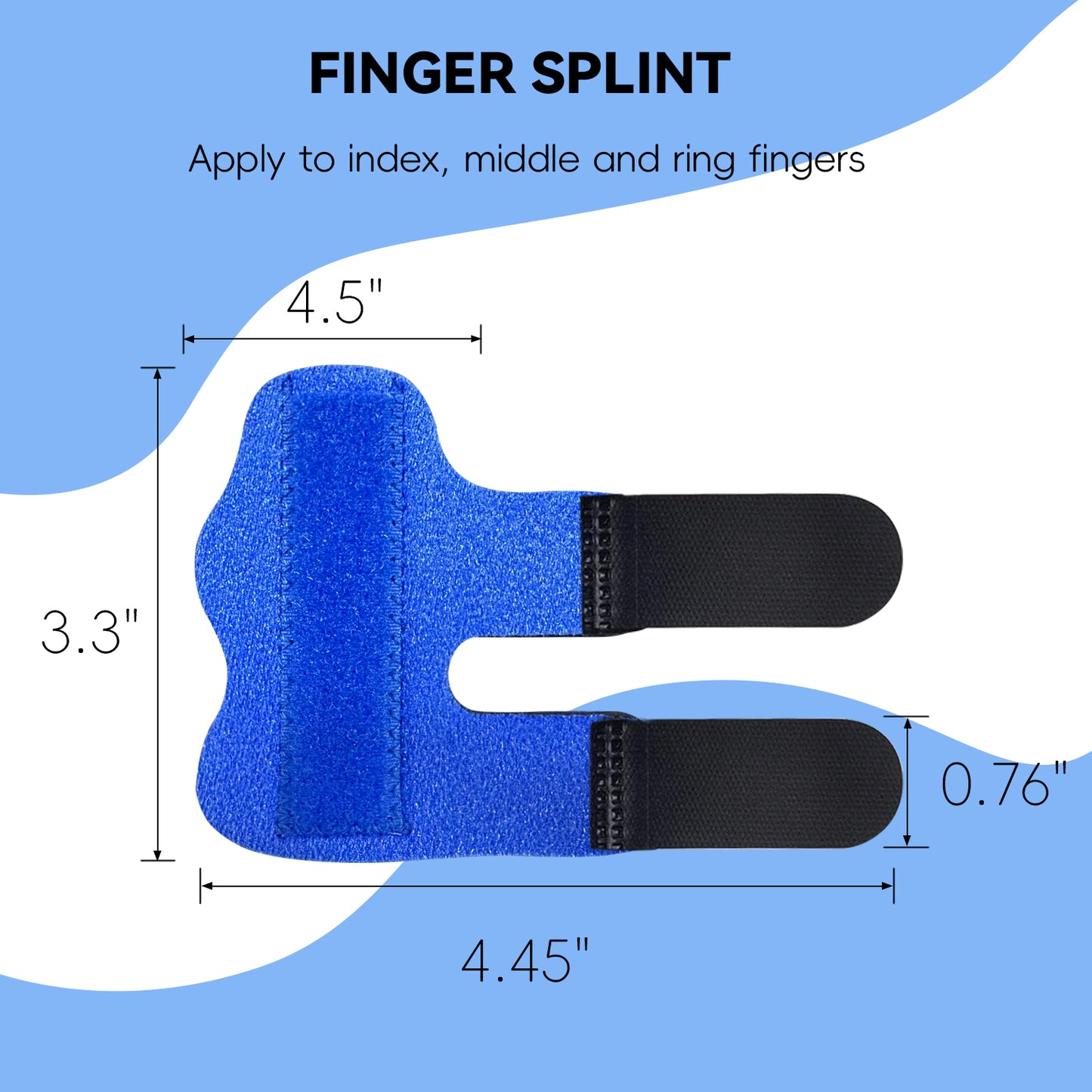 Bozenu Finger Splint, Universal Trigger Finger Brace for Broken/Arthritis Pain and Sprain Relief, Splints for Middle, Index, Ring (2 Pack,Blue)