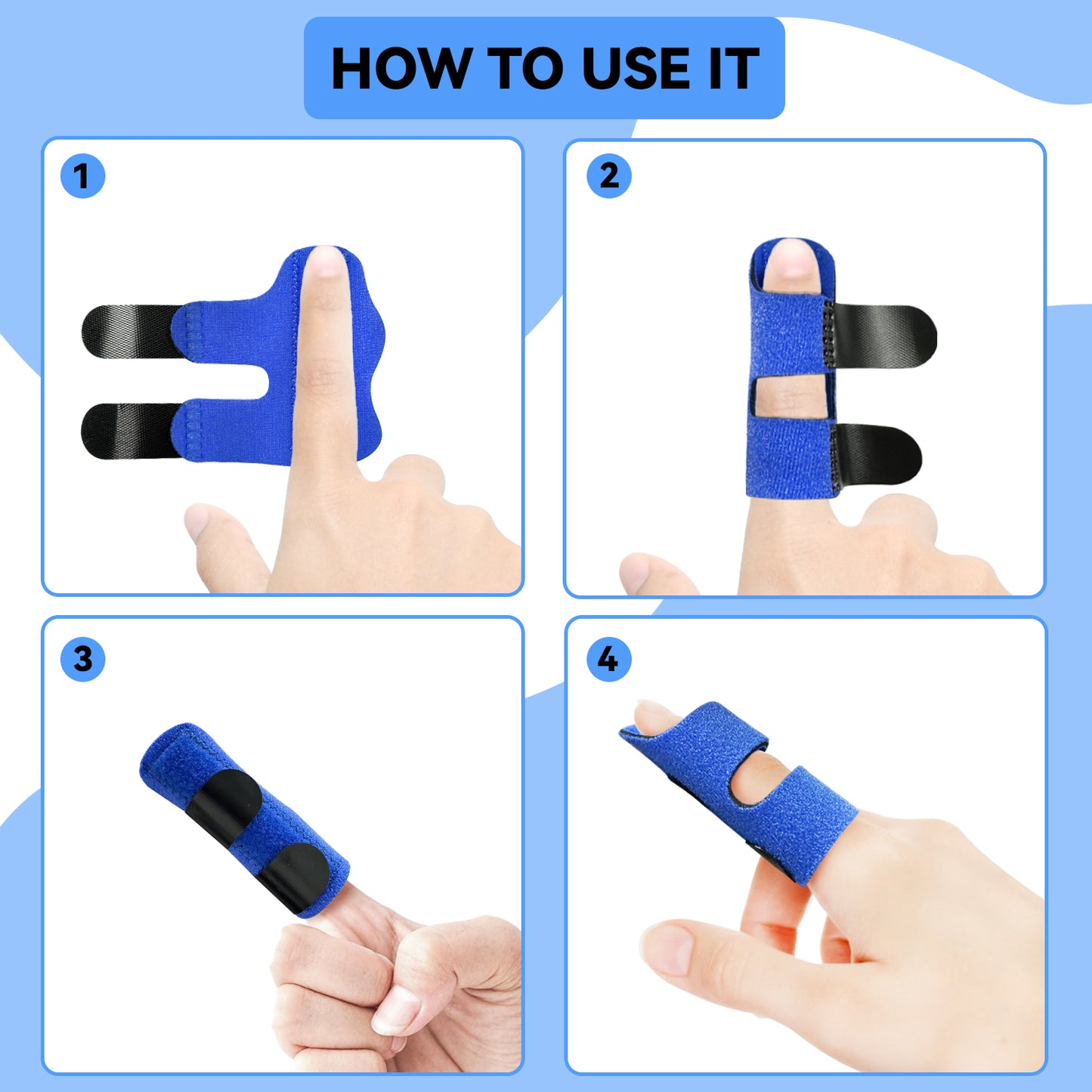 Bozenu Finger Splint, Universal Trigger Finger Brace for Broken/Arthritis Pain and Sprain Relief, Splints for Middle, Index, Ring (2 Pack,Blue)