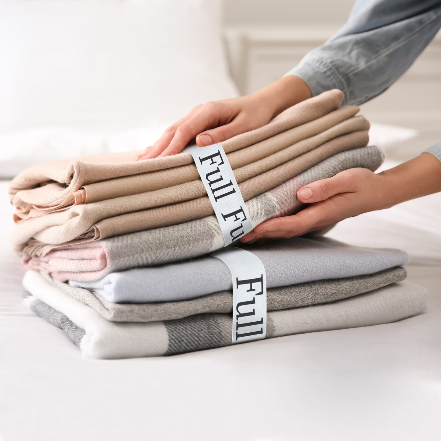 Bozenu Sheet Organizers and Storage Bands - Elastic Bed Sheet Straps/Sheet Storage Organizer for Linen Closet, 4 Pieces (FULL)