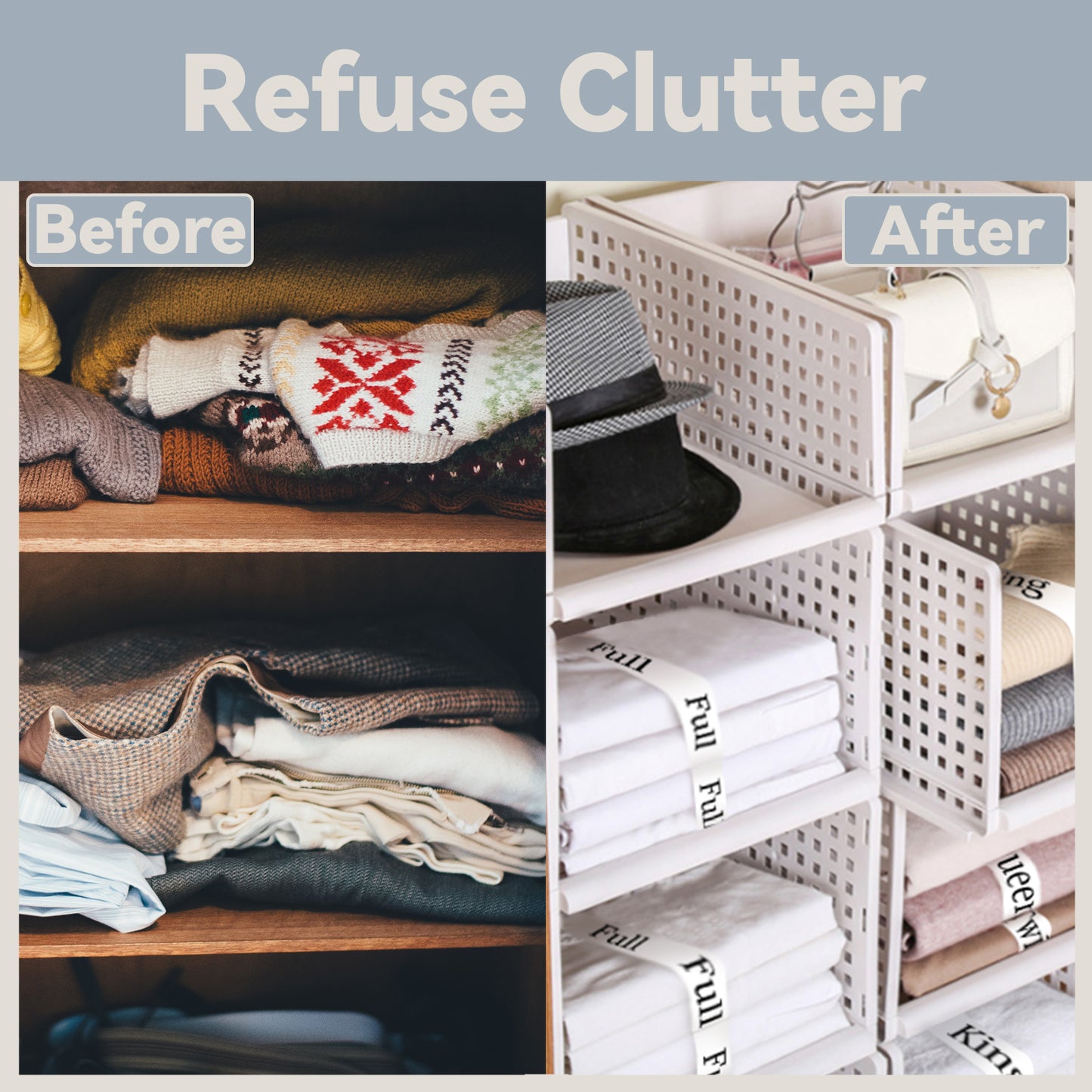 Bozenu Sheet Organizers and Storage Bands - Elastic Bed Sheet Straps/Sheet Storage Organizer for Linen Closet, 4 Pieces (Queen)